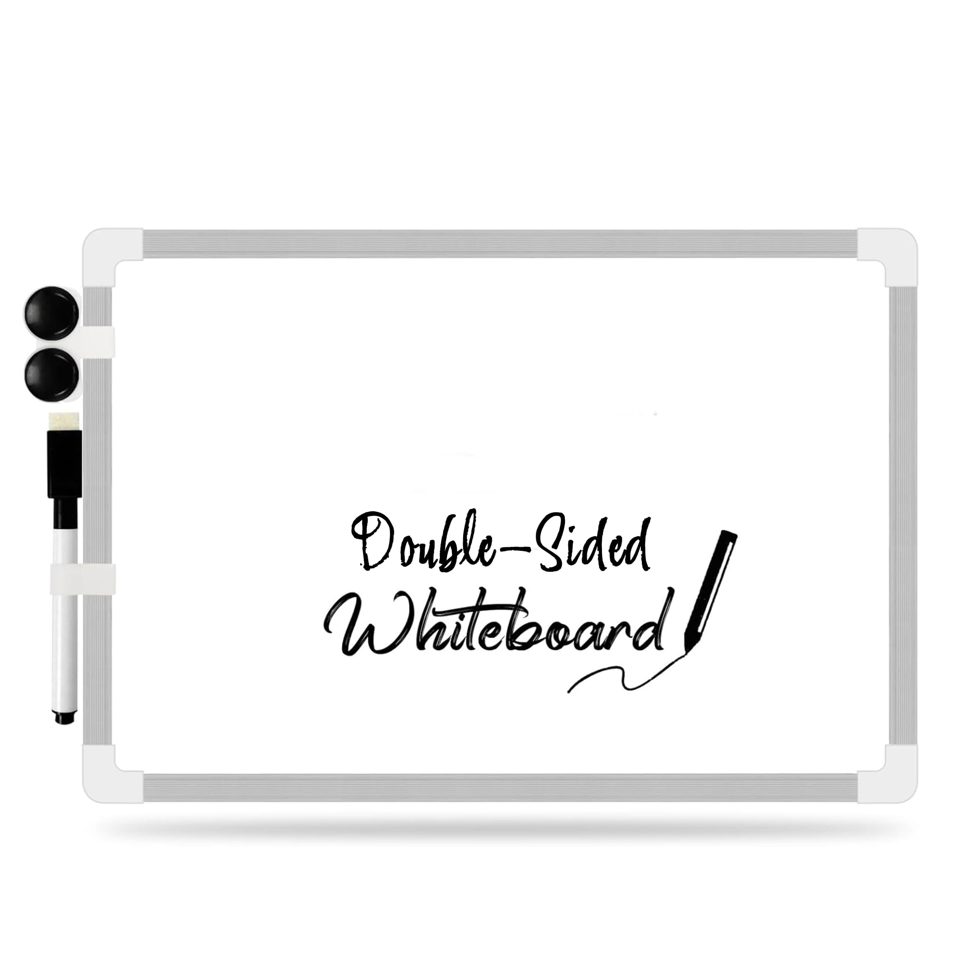 AIBULO 35x50cm Magnetic Dry Wipe Whiteboard with 2 Magnets & Eraser | Large Hanging Memo Notice Board for Office, Home, School & Kids Drawing | Easy-Clean Surface for Notes, Planning & Learning