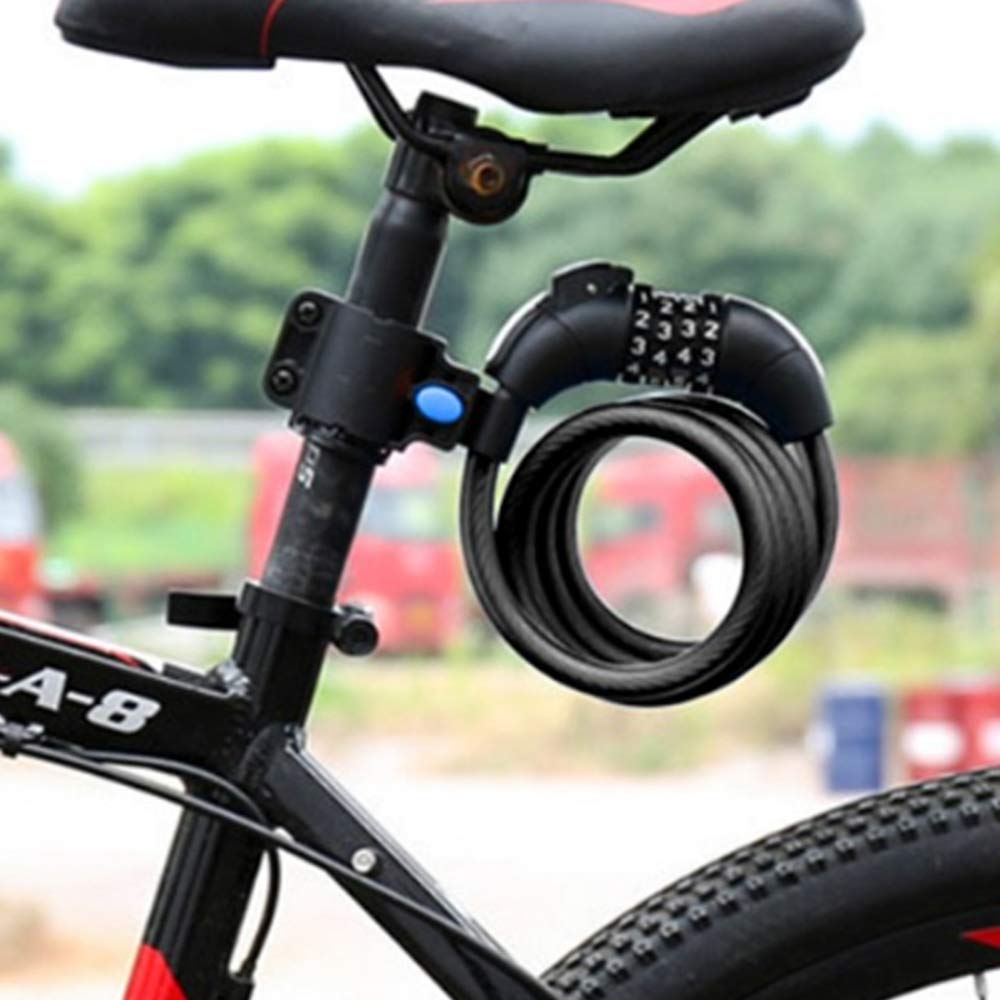 Candado de bicicleta Combinación de código de 4 dígitos Seguridad de bicicleta Candado de bicicleta de ciclismo antirrobo con soporte de candado Luz LED, para ciclos Bicicletas Motocicletas Scooters P