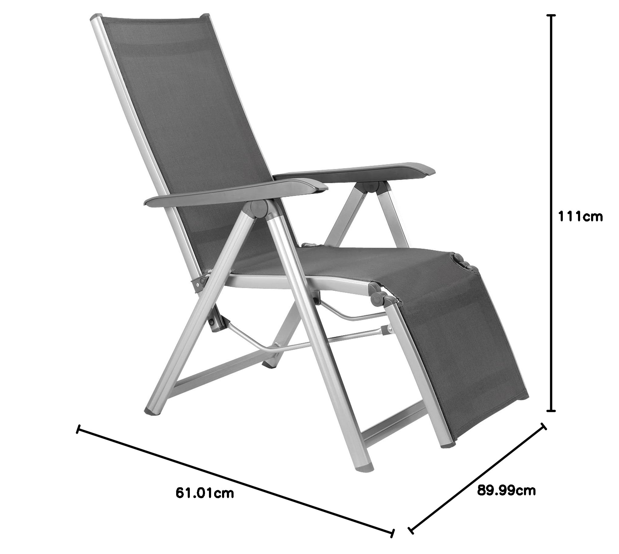 Kettler Basic Plus Advantage Relaxliege Aluminium - praktische Klappliege - Liegestuhl verstellbar & leicht zusammenklappbar - wetterfeste Gartenmöbel - silber/anthrazit