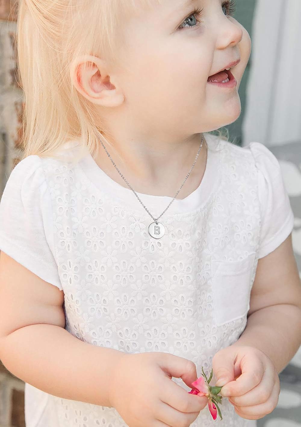 Dainty Disc Initial Necklace S925 Sterling Silver Letters K Alphabet Pendant Necklace Birthday Gift for Girl: Clothing, Shoes & Jewelry
