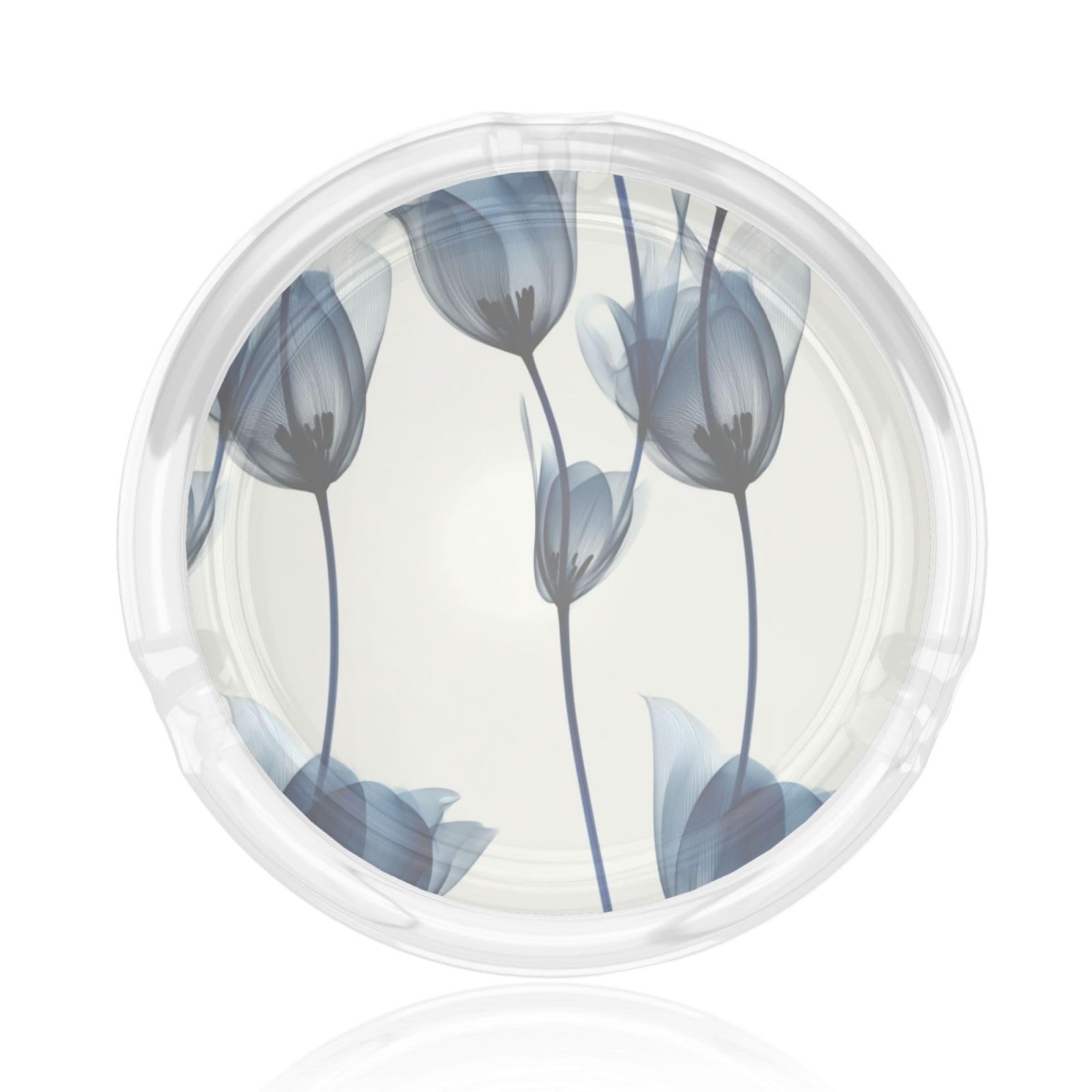Abstract Blue Tulips Glass Ashtray For Cigarettes Ash Trays Case For Home Office Decor