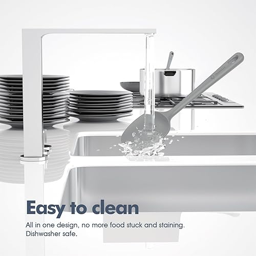 Miniatura 8 de Juego de 5 espátulas de silicona, espátulas de goma de grado alimenticio, con mango fuerte y agarre ergonómico, resistentes al calor hasta 600 F,