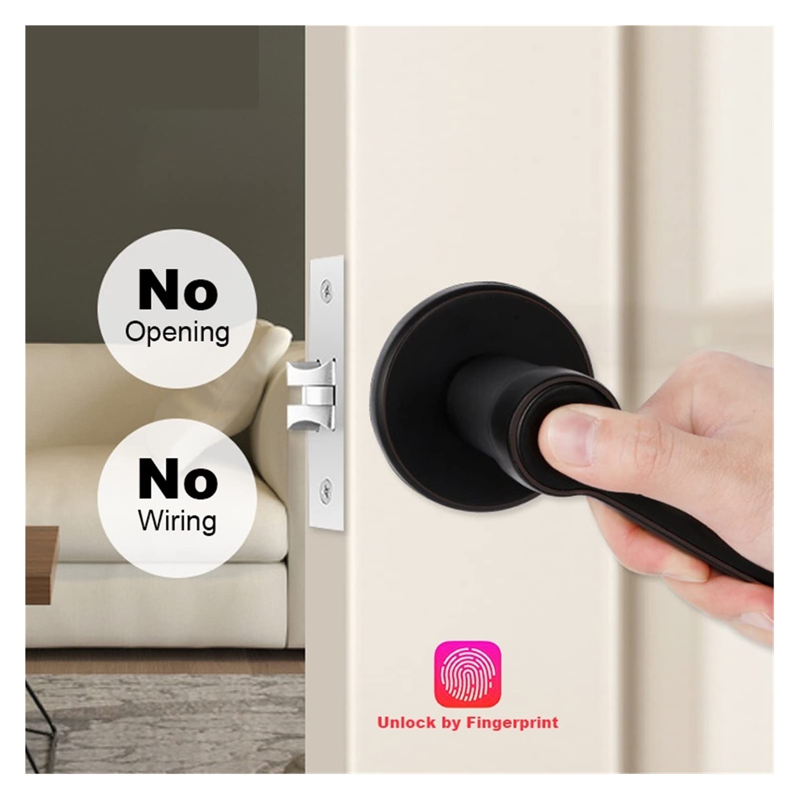 inteligentny Zamek, Smart Bluetooth Lock odcisk palca Tt Zamknij biometrię blokadę drzwi palców do domu/hotelu/biura blokada