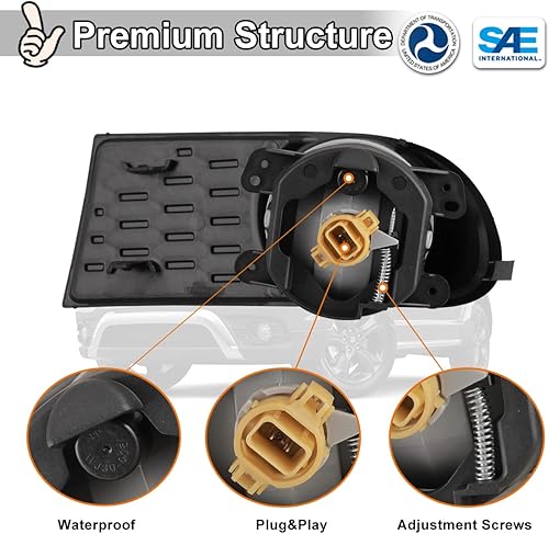 Miniatura 6 de Juego de luces antiniebla para Dodge Journey 2010-2020 con bombilla + cubierta de bisel negro, montaje de lámparas antiniebla de conducción de