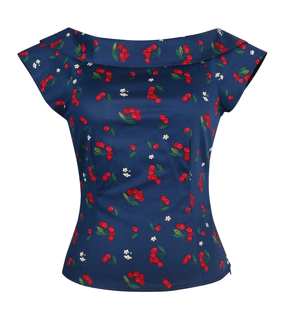 Women's 1950s Vintage Pinup Tops Back Bow Tie Cute Rockabilly Work Formal Shirt, Casual Blouse for Women