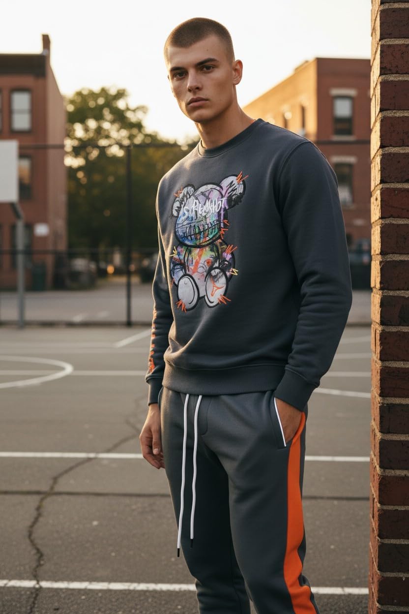 SCREENSHOT Mens Urban NYC Graffiti Hip Hop Fleece Pullover Active Fashion Crew Neck Sweatshirt Top - Image 4