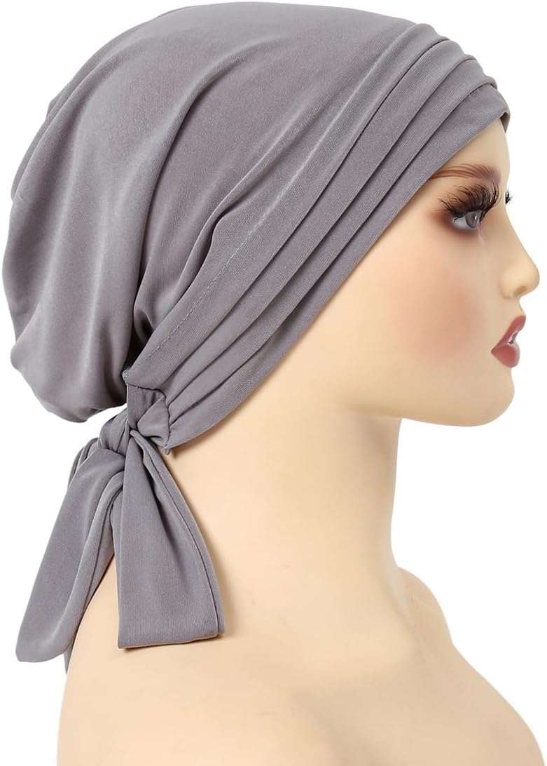 YYAOJHAO Pre-Tied Solid Chemo Beanie, Cancer Skull-Caps Turban Women image 2