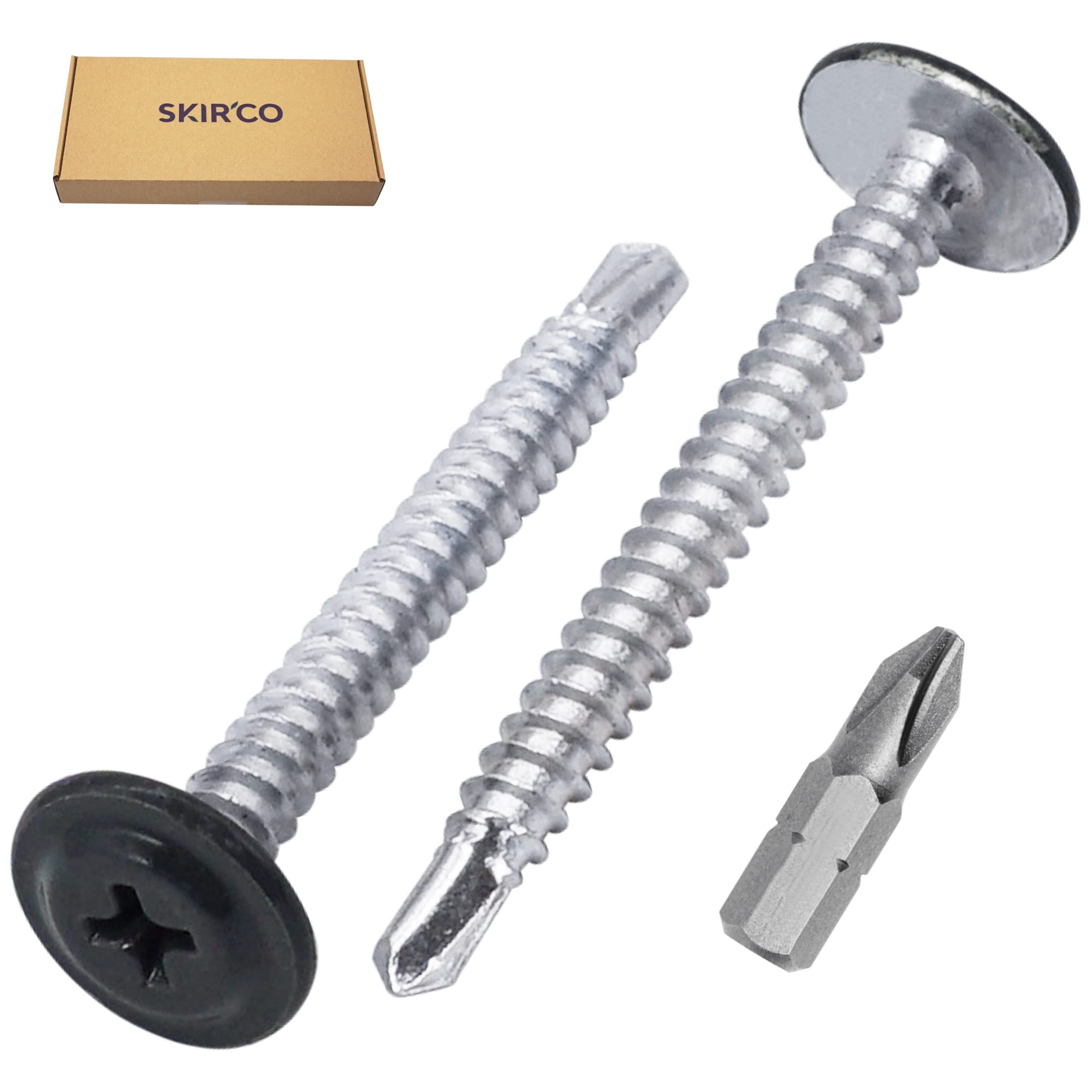 SKIR'CO (150 pièces) Vis Autoperceuses Peintes 4,2 x 40 mm, Vis Tôle, Tête Bombée Modifiée PH (Gris Anthracite RAL 7016)