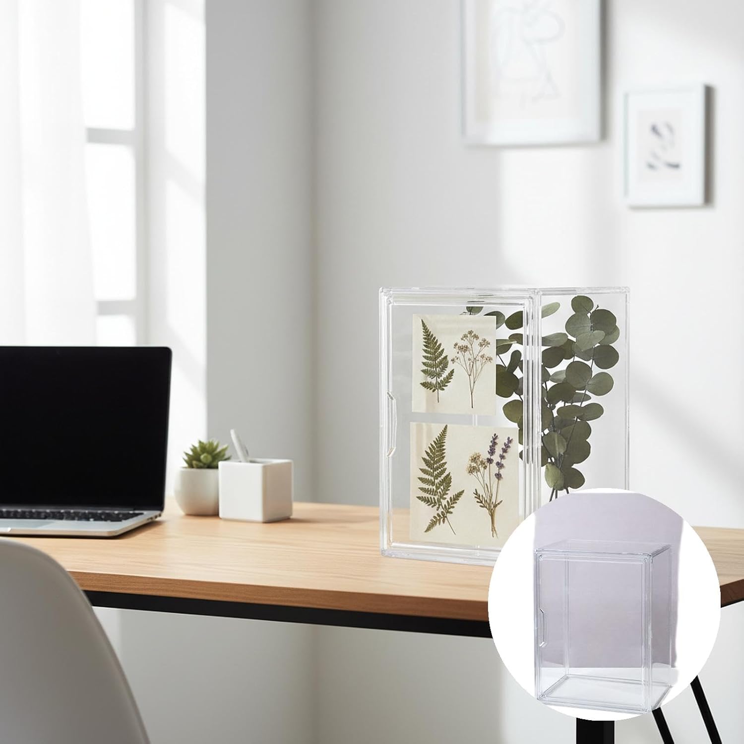 Acrylic Display Box for Arrangements and Woven Crafts – Snap-Together with Door for Desk or Shop Decor (14.17×10.63×8.66in)