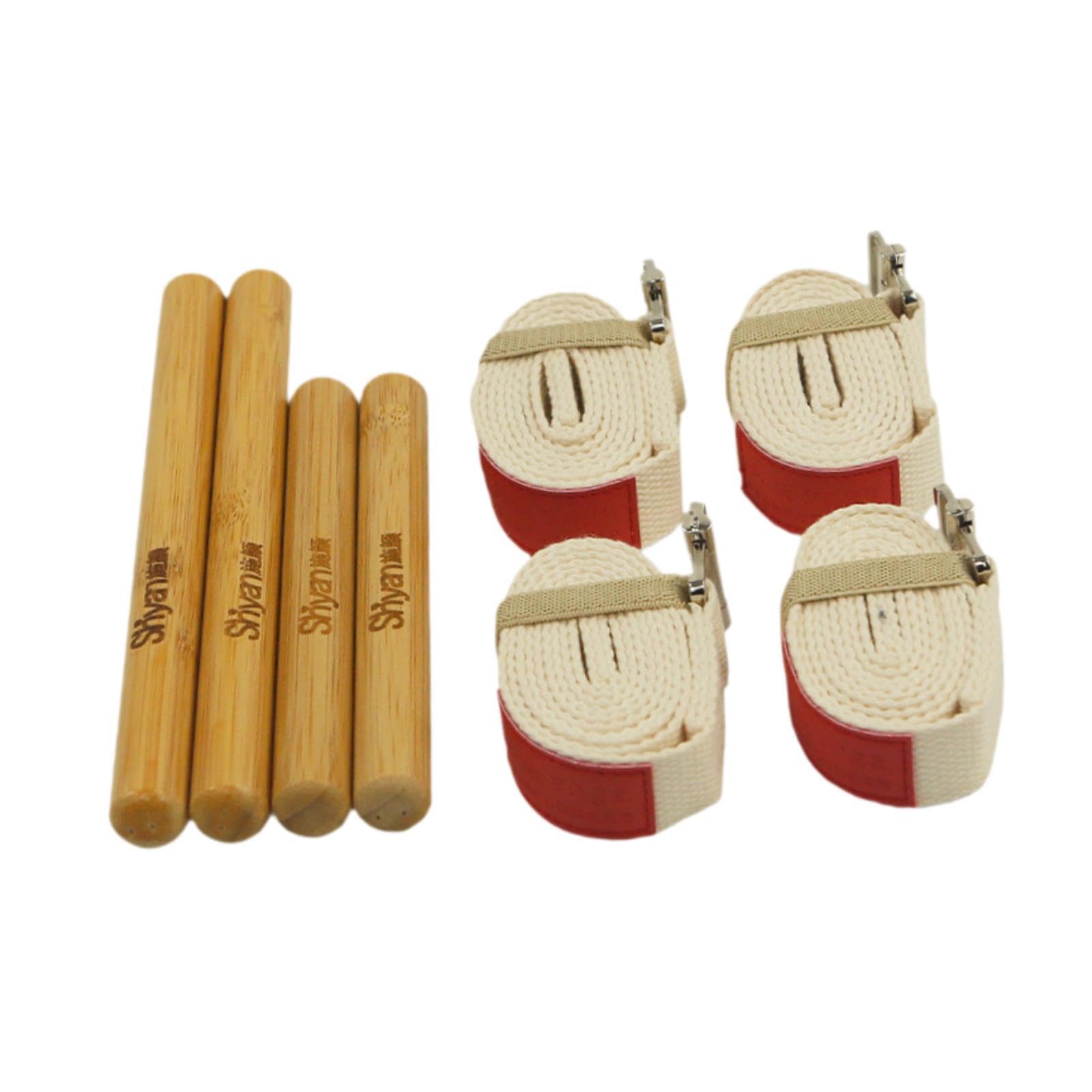 Juego de Bastones de Masaje de Bambú, Rodillos de Masaje de Bambú para Relajar Los Músculos, Madera para Moldear La Figura, Herramientas de Mas, Cinturón Elástico Beige