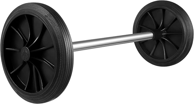 Cabilock Universal Trash Can Wheels Replacement Kit Includes 2 Rubber Wheels & 18.9" Hollow Axle Heavy Duty Repair Parts for 32-50 Gallon Curbside Garbage Bins & Recycling Carts | Rolling-bin mobility repair, everyday curbside handling, compact replacement hardware