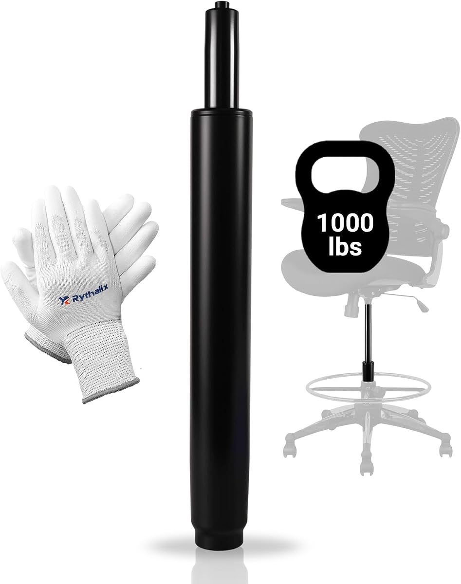 Tubo cilíndrico de elevación de gas extralargo de 17 a 27 pulgadas para taburete de bar (negro) | Pistón de choque de cilindro neumático hidráulico Clase 4, carrera de 10 pulgadas, resistente, 1000 libras, apto para silla de dibujo hundida