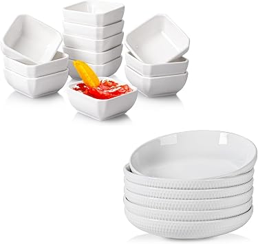 Taeochiy 12 Pack Ceramic Dipping Bowls, Pasta Bowls 34 Ounce Large Salad Serving Bowls