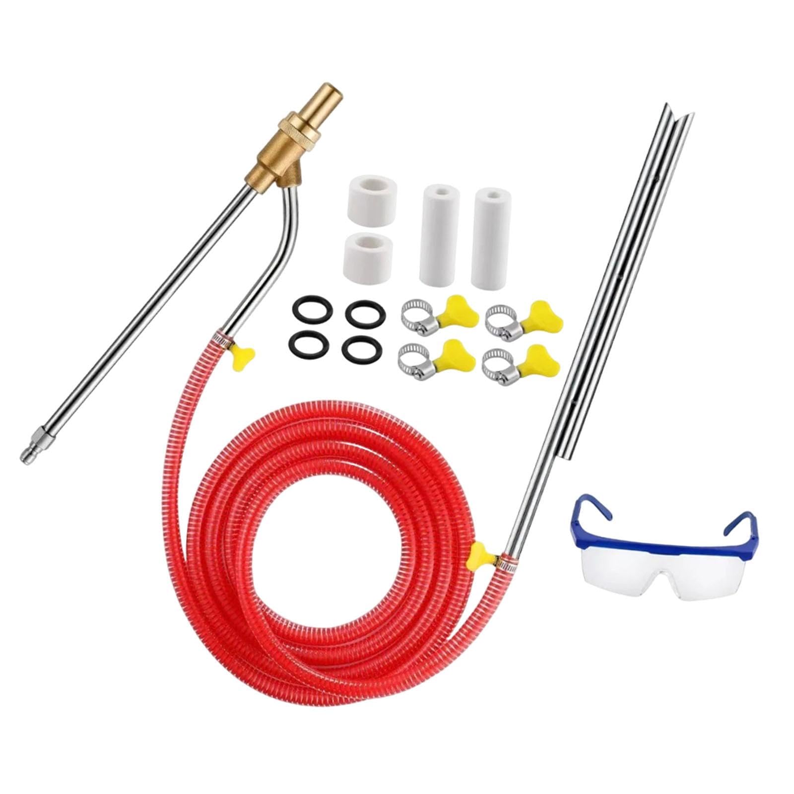 predolo Kit de Chorro de Arena con Hidrolavadora de Alta Presión, Accesorio para Chorro de Arena Húmedo, Inoxidable, 5000 PSI, Desconexión Rápida de 1/4", Rojo