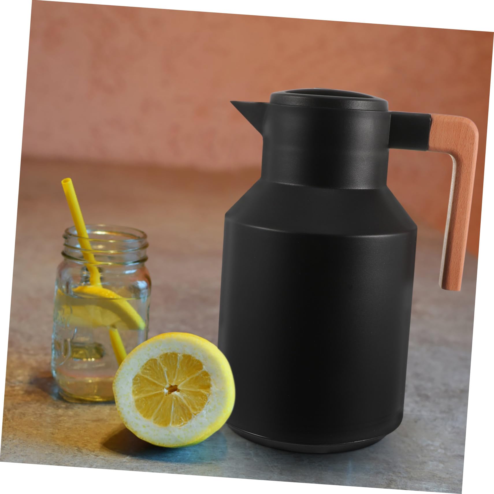 Bouilloire Thermique Domestique Bouteille à Double Paroi Chauffante Portable 1l Noir