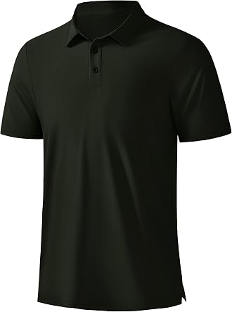 Golf Polo Shirts for Men Lightweight Quick Dry Slim Fit Short Sleeve Pique Gym Workout Running Shirt Men, Army Green, X-Large