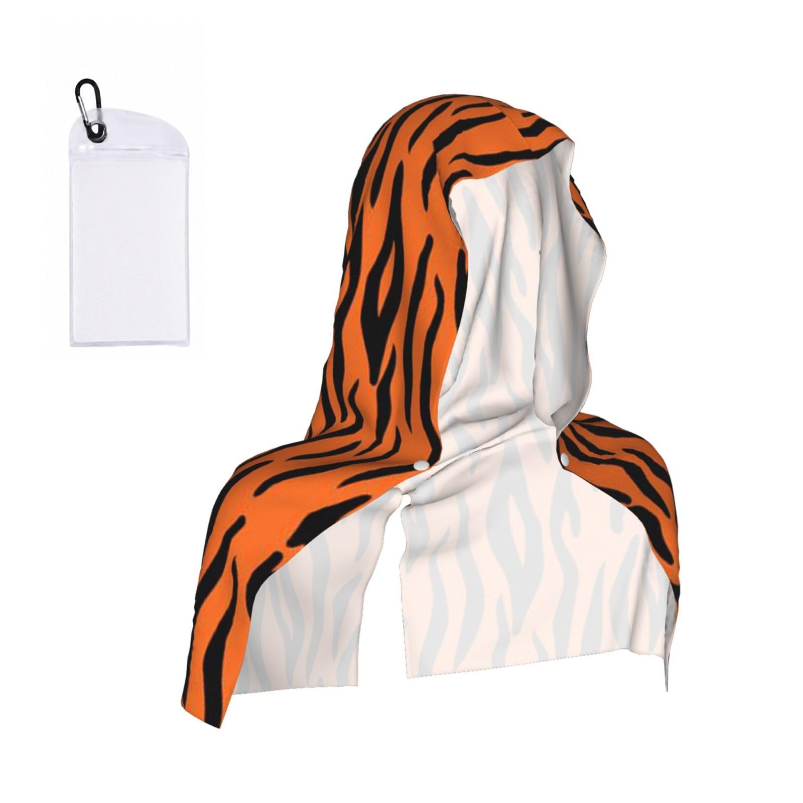 EZDLOWVBA Tiger Stripes Orange Pattern Print 2 Pack Cooling Hoodie Towels,Sports Headscarf, Neck Wrap Scarf,Breathable Cooling Towel For Neck And Face, Travel, Swimming, Training