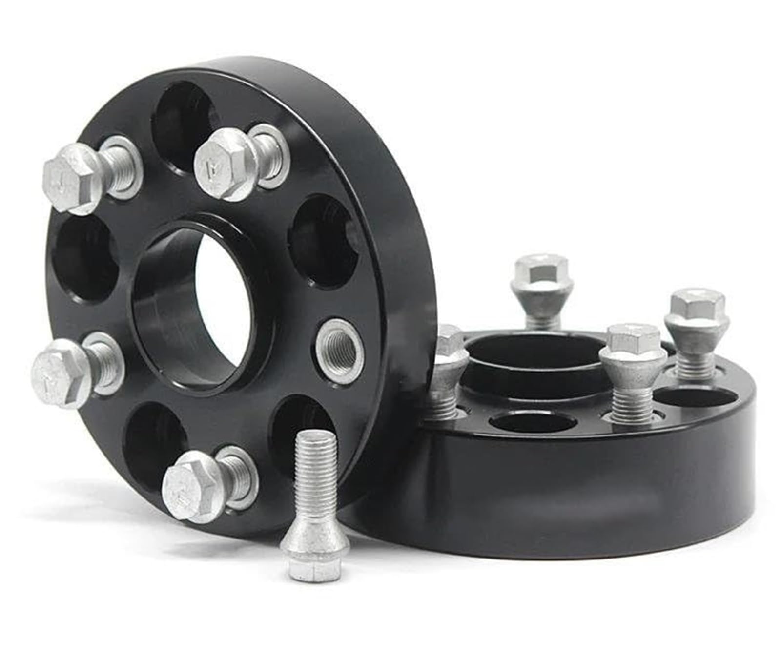 Dystanse 2 sztuki 20/25/30/35/40/45/50 mm, kute aluminiowe dystanse kół samochodowych 6061-T6, do PCD 5x112 57,1 adapter koła, VW, podkładki Dystans do kół(BLACK 45MM)