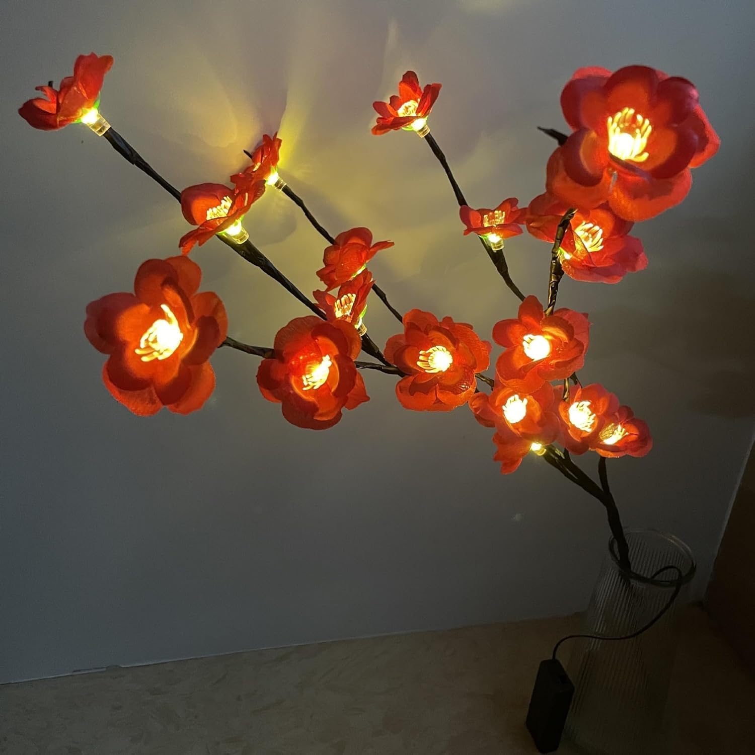 Ulalaza 70cm 2 Branches 40 LED Bulbs Twig Lamp Battery Operated LED Lighted Willow Branches Vase Fillers Use for Christmas Home Party Decoration Indoor Outdoor
