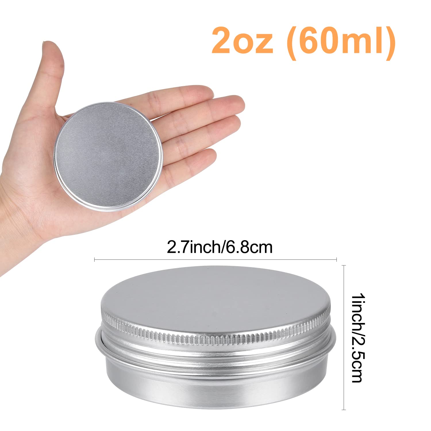Sopito Boîtes de Conserve En Aluminium, 24 Pièces 60ml Boîtes Rondes en Métal De Petits Contenants À Couvercle À Vis en Étain De Voyage Vides pour Bougies, Pommades, Cosmétiques
