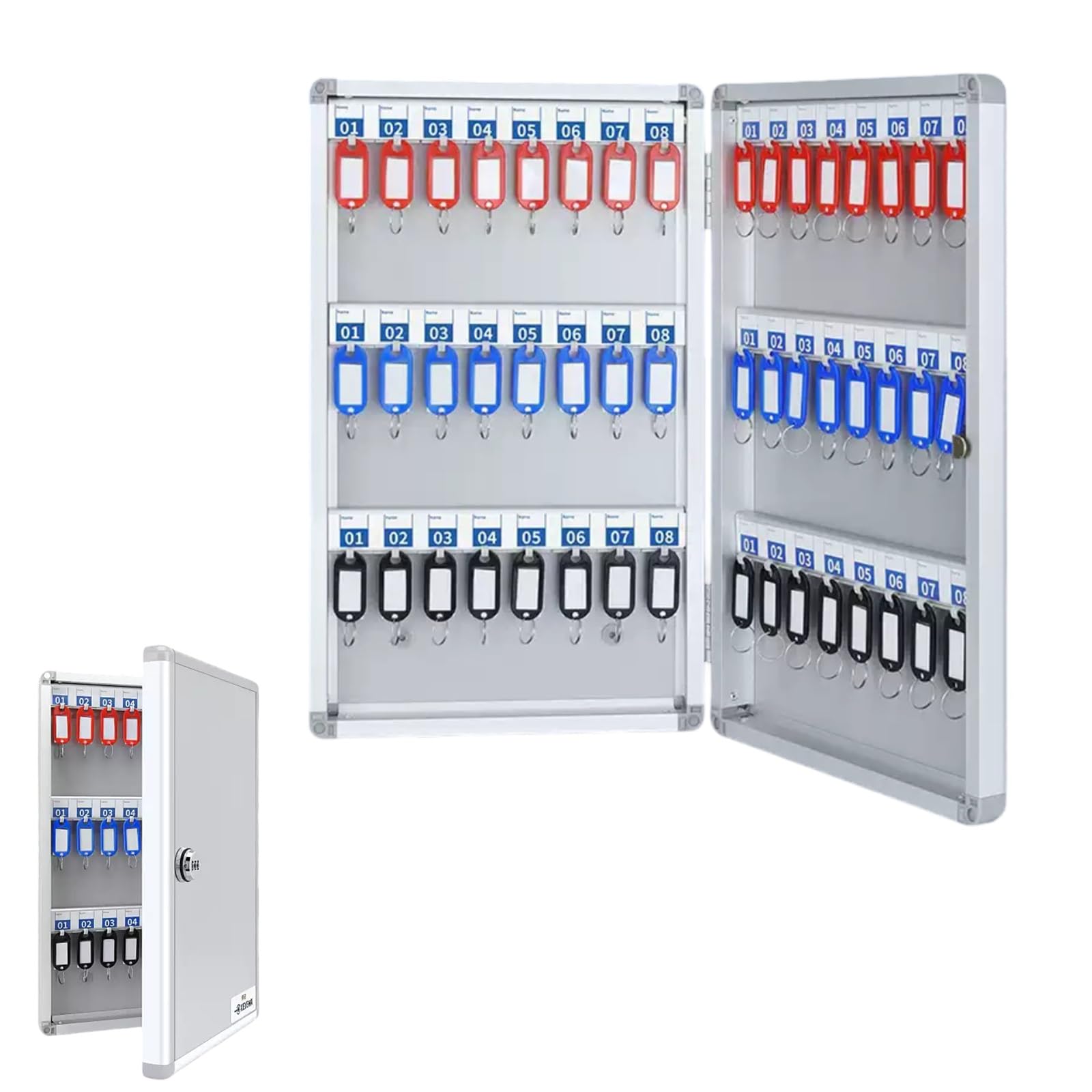 Armoire à clés 48 clés en alliage d'aluminium avec serrure pour bureau