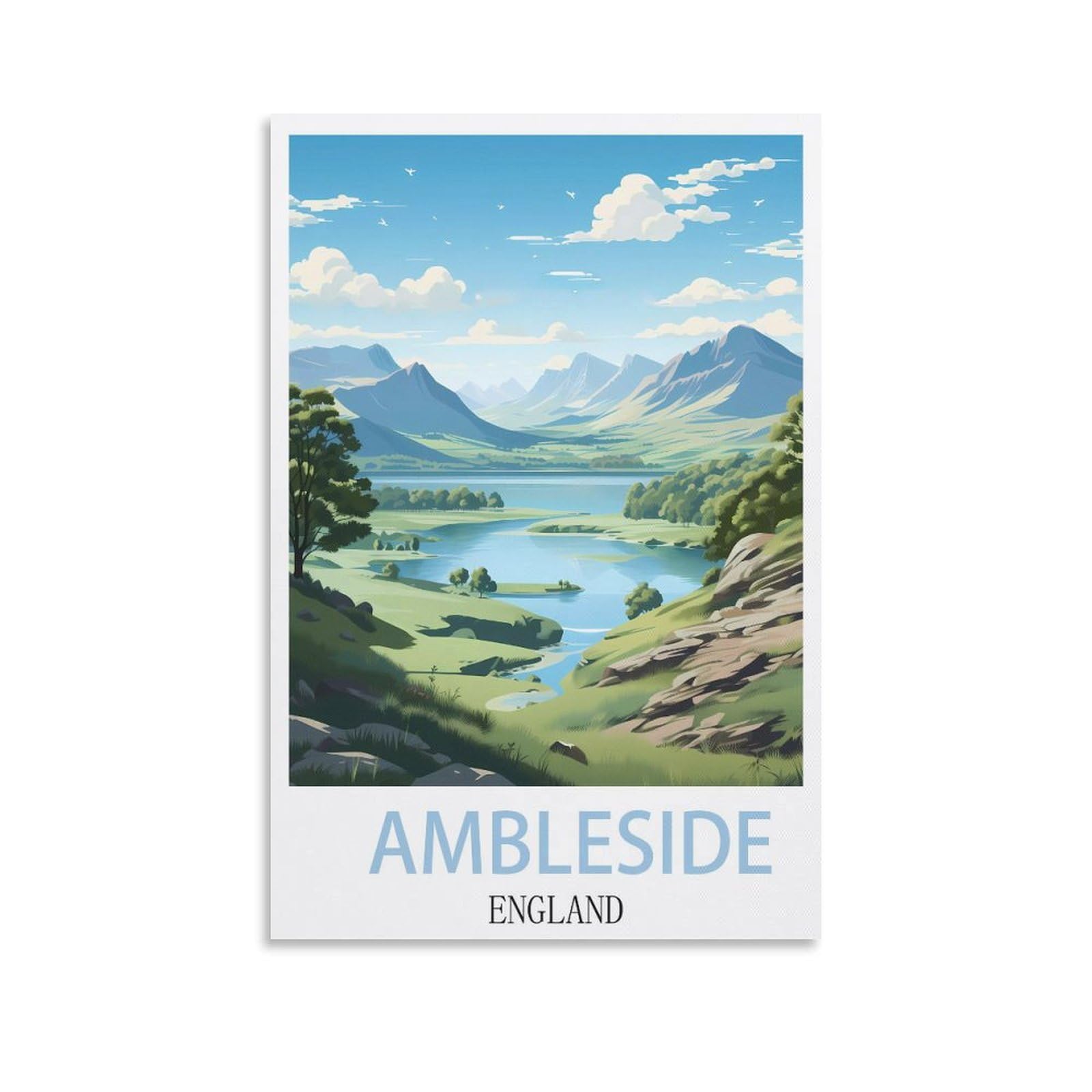 EZMLFA DIY Paint by Numbers for Adults Canvas，Ambleside England Exquisite Oil Painting by Numbers Kits for Beginners 20x30cm