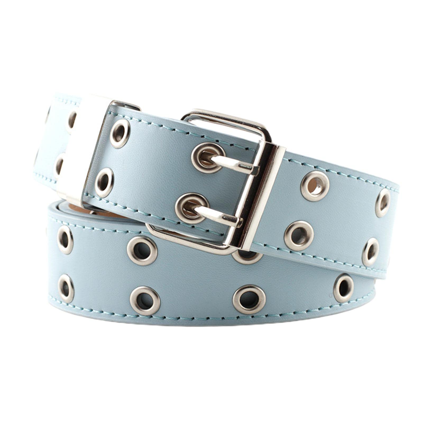 merishopp Women Punk Belt Double Grommet Leather Jeans Waist Strap Blue| Premium | Elegant | Adjustable-picture-55