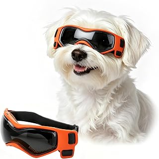 LESYPET Dog Goggles for Small Breed, Eye Protection Doggy Goggles, Anti-Fog UV Protection Windproof Dog Sunglasses with Adjustable Strap for Outdoor Riding Travel, Orange