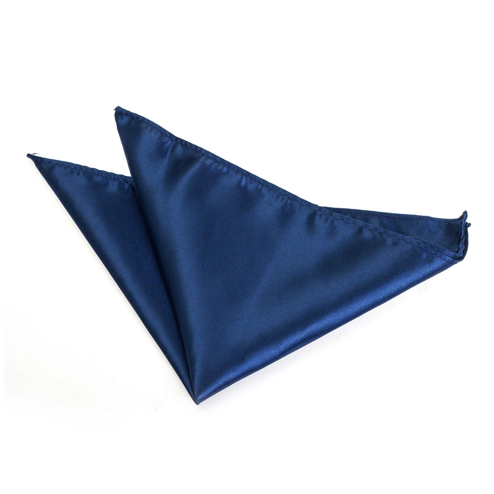 The Tie Company Men's Navy Blue Pocket Square Satin Solid Colour Hanky Handkerchief - Choose Colours (Navy Blue)
