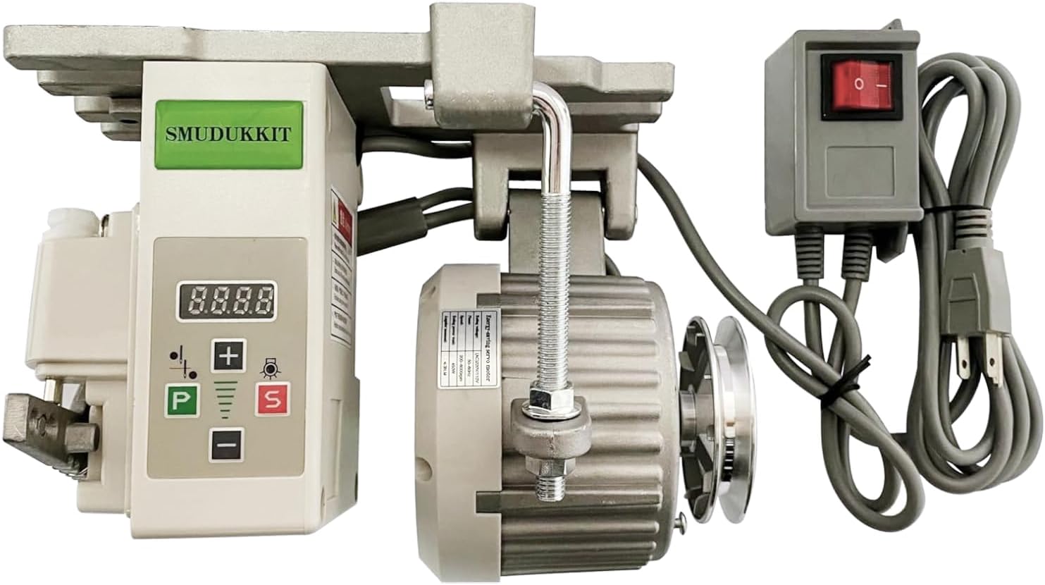 Servo Motor for Industrial Sewing Machine AC110V Power 3/4HP (550W), Brushless Motor with Controller and Foot Switch, Run CW and CCW (550, Watts)