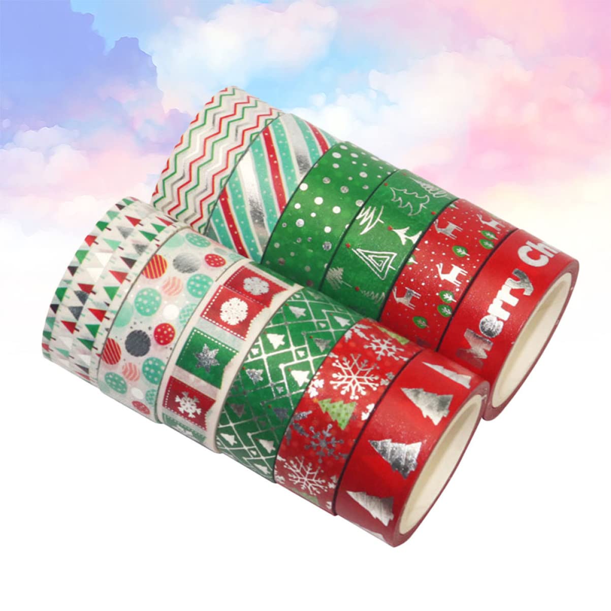 Didiseaon Rollos Linda Cinta De Papel Washi Cinta Adhesiva Washi Cinta De De Fiesta De Navidad Cinta Washi Cinta Decorativa Navideña Salir Adelante por Sí Mismo Árbol De Navidad
