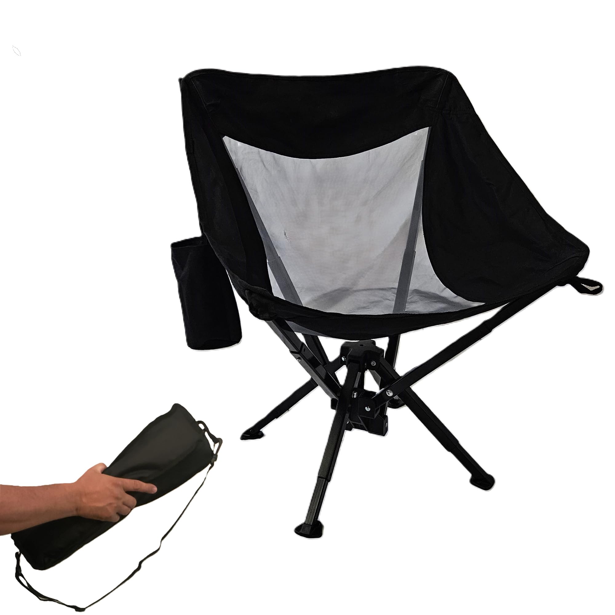 Outdoor Folding Chair | Lightweight, Compact, & Portable Design with Carry Bag | Quick Setup, Heavy Duty, & Comfortable Chair for Camping, Fishing, Lawn, & Beach (Black-Wide)