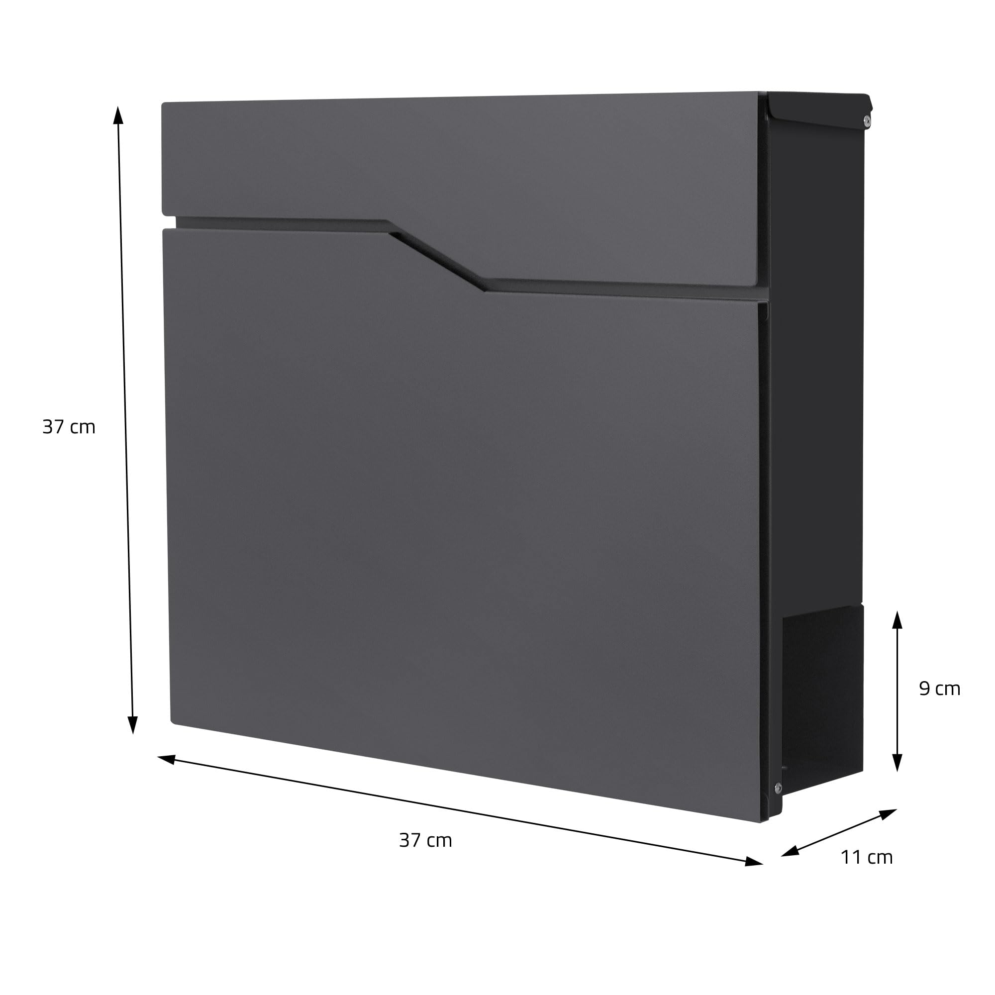 ECD Germany Standbriefkasten mit Zeitungsfach, Design Briefkasten mit Pfosten, Briefkastenanlage, Briefkastenständer Anthrazit 120cm Edelstahl, Postkasten Anthrazit 37x37cm Edelstahl pulverbechichtet