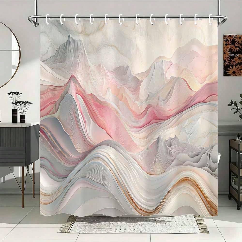 GLKSDLPO Landscape Minimalist Beach Shower Curtain, Blue Sea Foam Wave 3D Art Printing Bathroom Shower Curtain(200x243cm/79x96in(WxH)