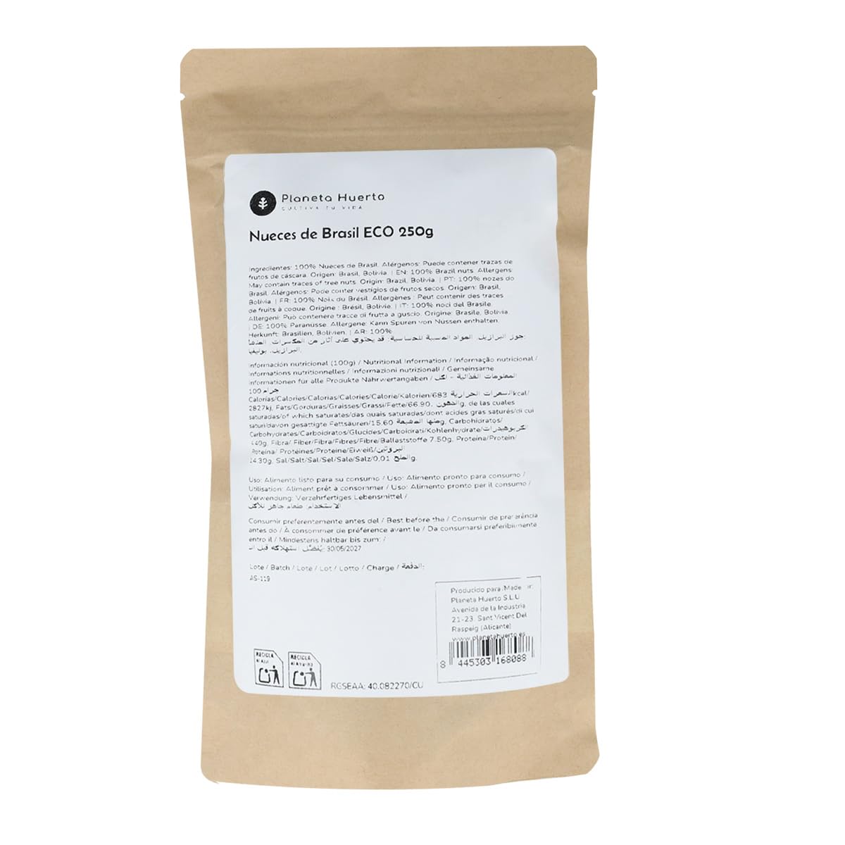 Nuez de Brasil ECO 250 g Semillas Ecológicas Ricas en Proteínas Vegetales