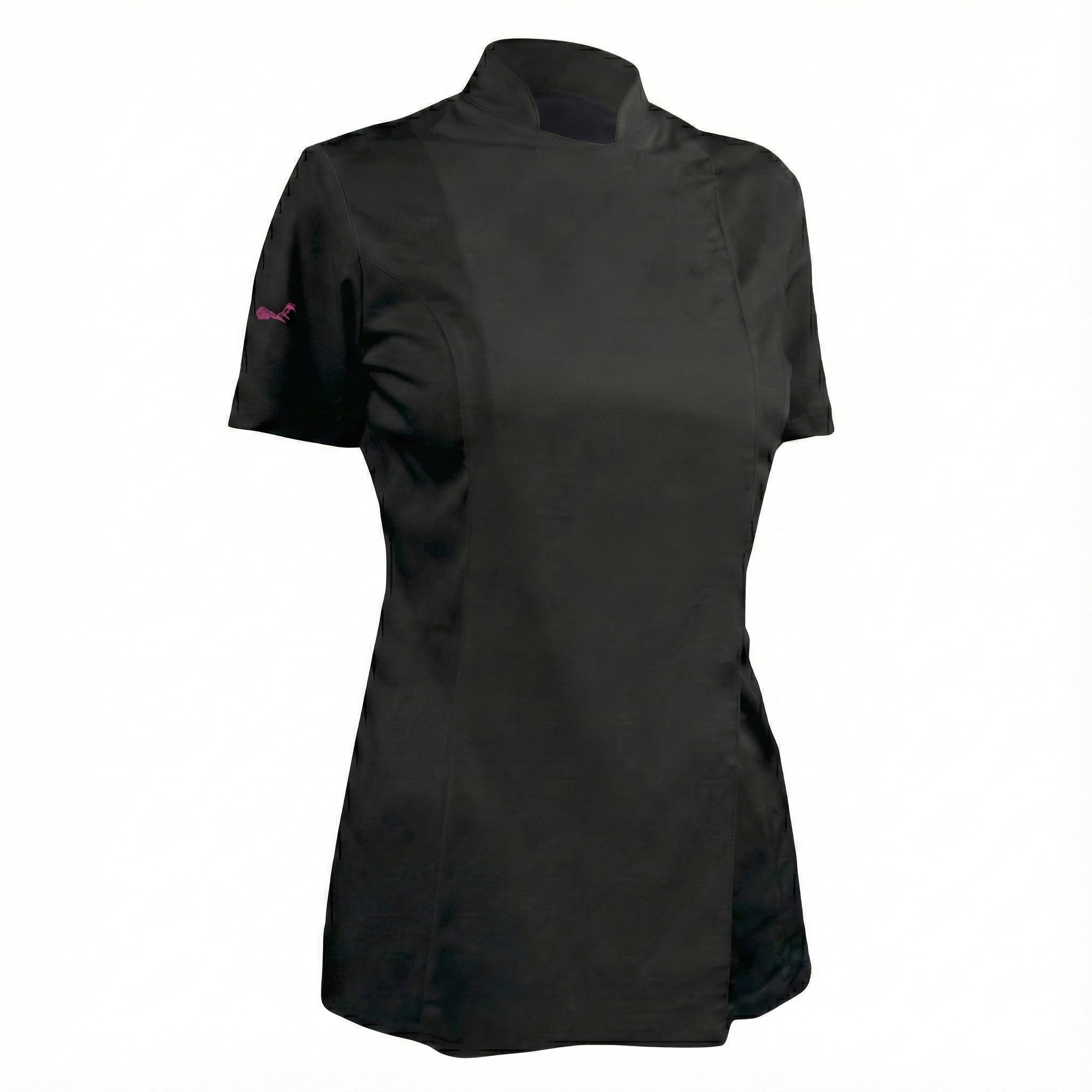 strongAnt Giacca da Cucina Donna Slim Fit Soft Cotone con Bottoni a Pressione Giacca da Pasticcere Manica Corta – Nero, 2XL