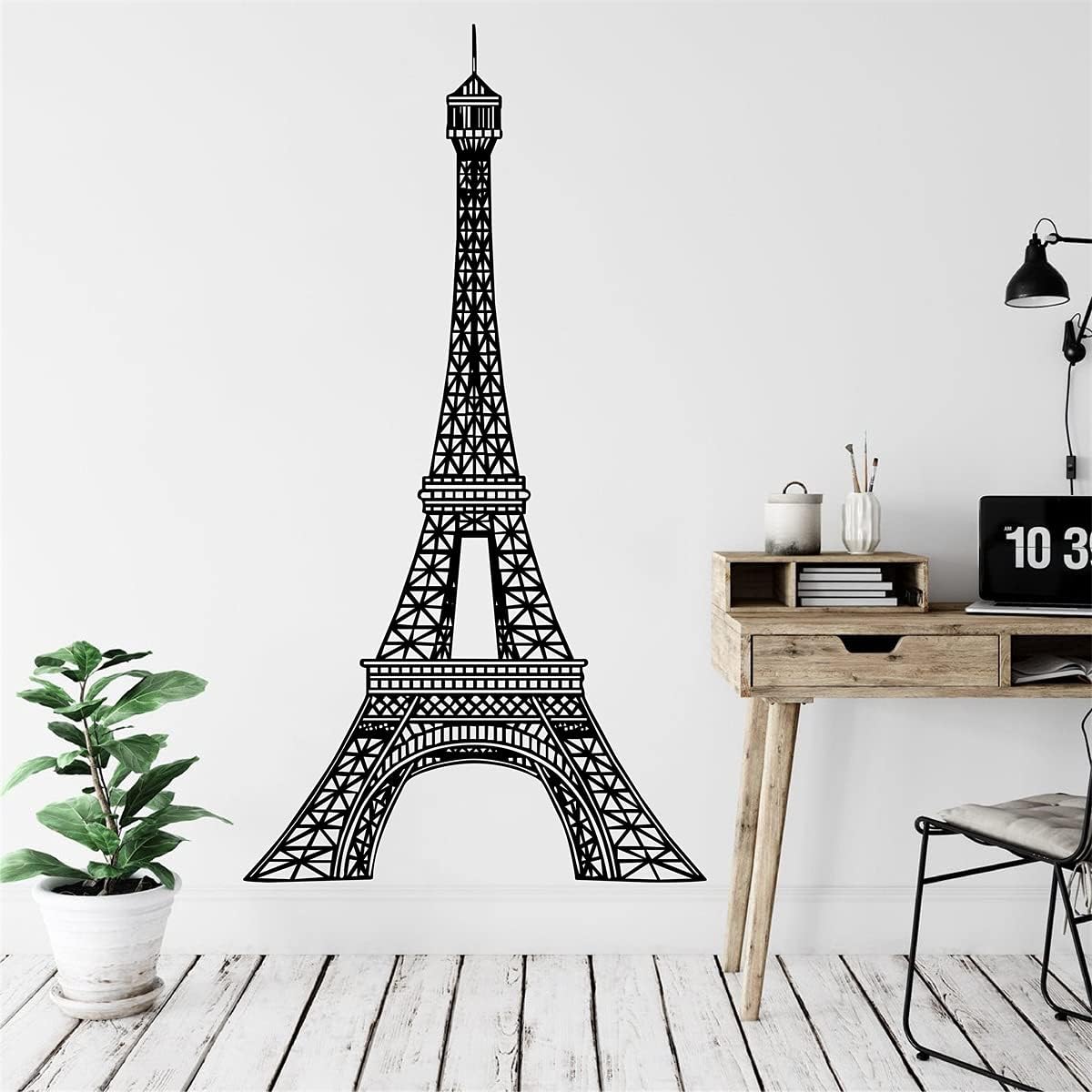 Eiffel Tower Wall Decal Paris Unique Modern Vinyl Wall Stickers Home Decoration Baby Nursery Room Decor BK017 (Black, 42inch Tall)