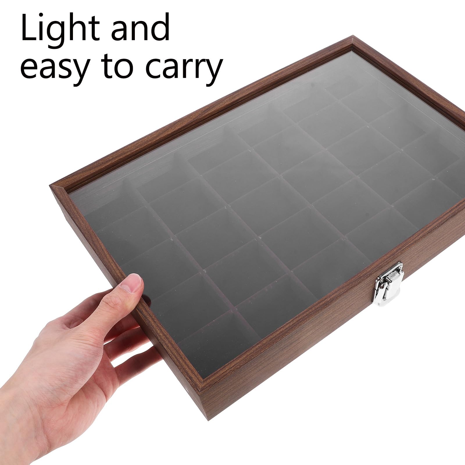 Tofficu Boîte à Sachets de Thé à 30 Compartiments en Bois Effet Noyer 26 X 19,5 X 6 Cm, Organisateur de Sachets de Thé Compact pour Rangement la Cuisine et Accessoires Infusion