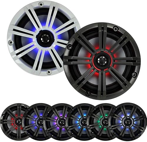 Miniatura 2 de Kicker KM65 6.5 "195W Multicolor LED Marine Coaxial Altavoces Combo con Control Remoto LED