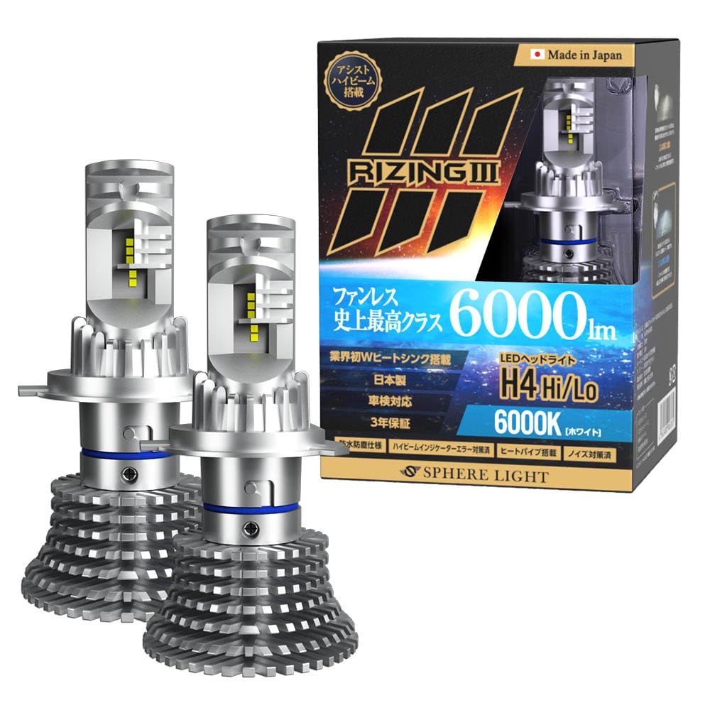 H4 LEDバルブ 左右セット Hi Lo切替 4000LM 検索ワード(日本ライジング 