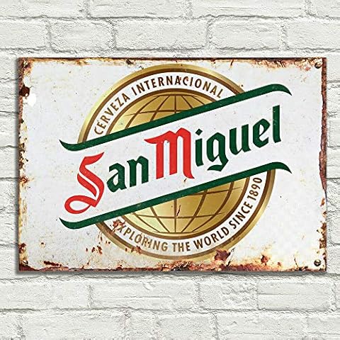 LBS4ALL San Miguel Signs Metal Plaque Aluminium Vintage Pub Tiki Bar Home Cafe Wall Beer Retro Club Cover