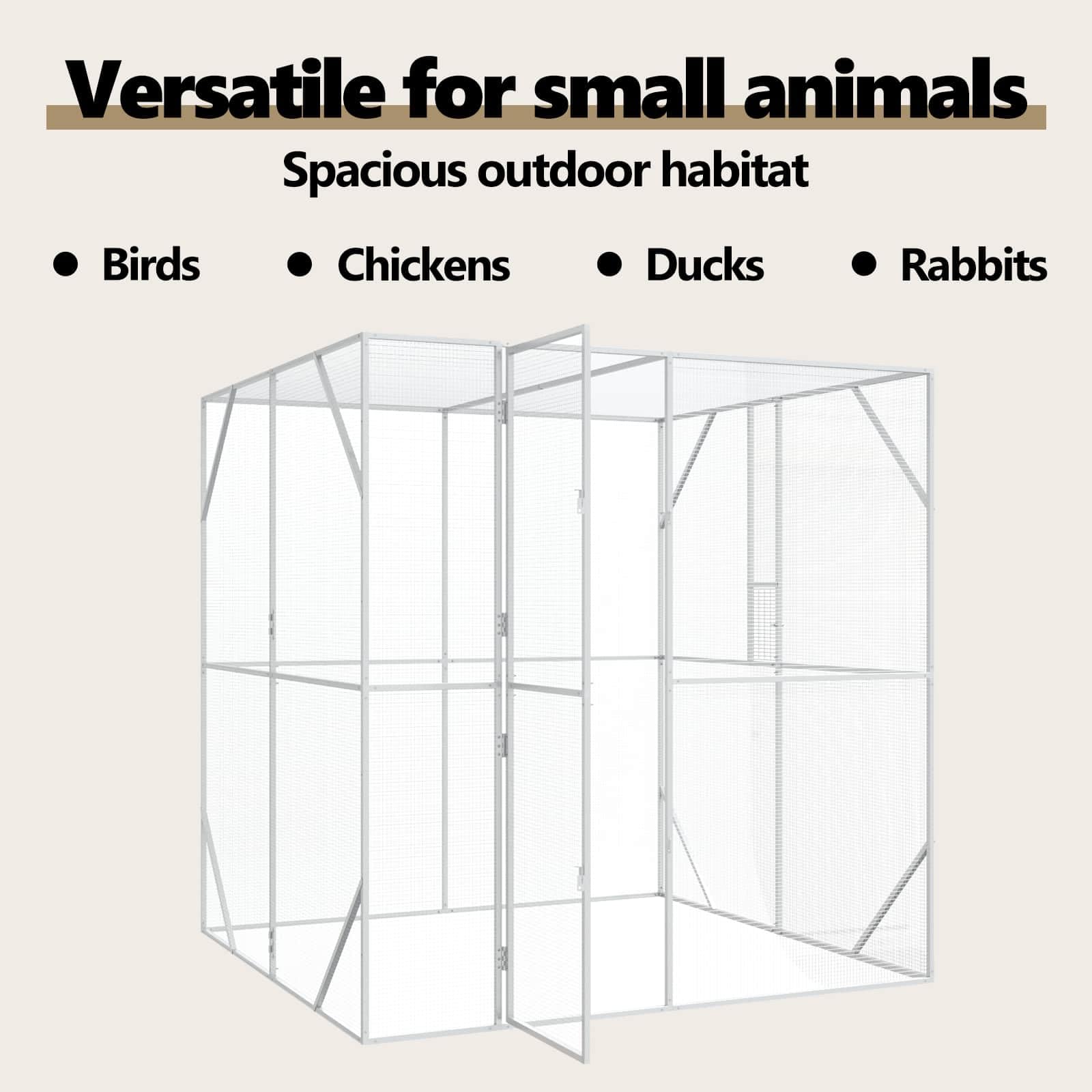 vidaXL Jaula para Aves Antracita 209 x 202 x 214 cm Acero galvanizado, Jaula Exterior para Mascotas, cerramiento de Acero, Rectangular, jardín y terraza