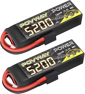 POVWAY 3S Lipo Battery, 5200mAh 11.1V 80C RC Lipo Battery Softcase with Trxazas Plug for RC Car RC Plane DJI Quadcopter RC Airplane RC Helicopter RC Truck Boat - 2 Pack