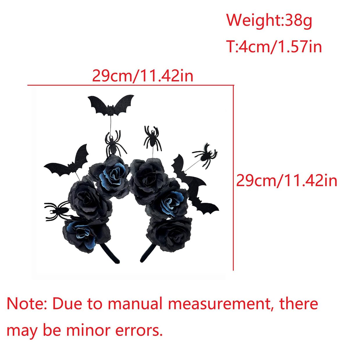Taodyans Halloween Headband Flower Crown Headpiece Day of the Dead Costume for Women Party Cosplay Gothic Headwear Accessories (Spider & Bat) - Image 2