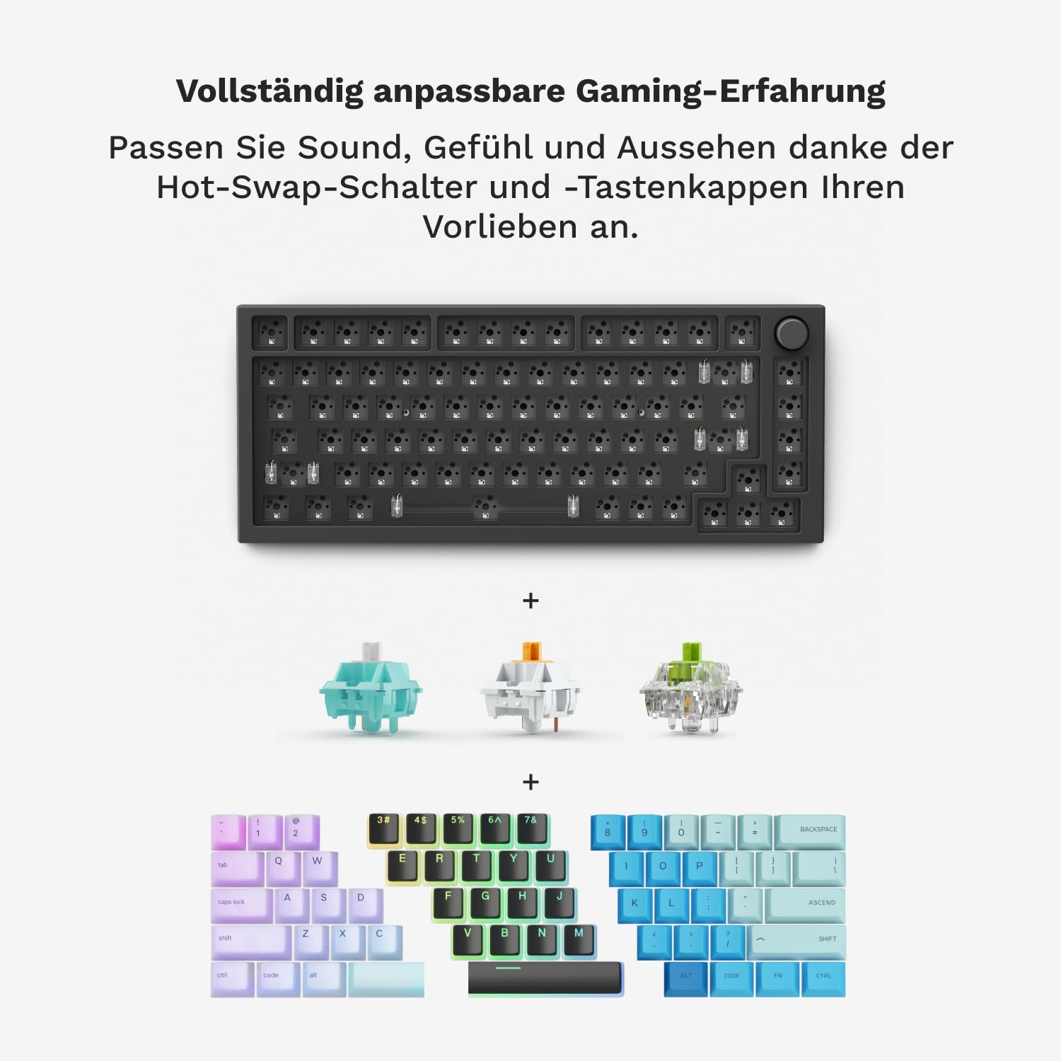 GLORIOUS GMMK Pro 75% Barebones Anpassbares Tastatur-Kit, ISO (Schwarz)