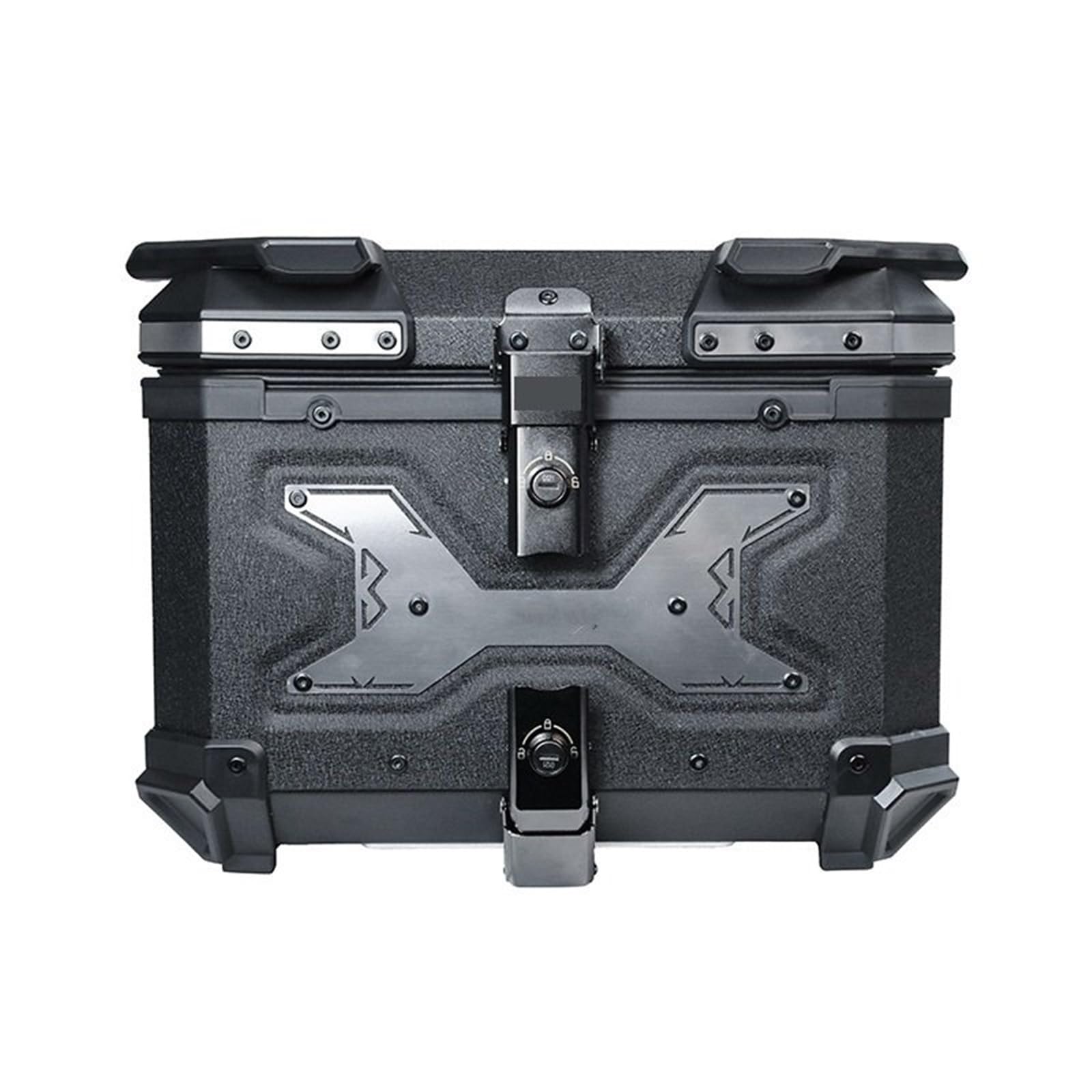 Baúl Superior de Aluminio para Motocicleta de 45 l, Universal, para Equipaje Trasero, Impermeable, para Guardar Cascos y Herramientas. Baúl de Moto Caja de Cola Motocicleta(45L-Silver X)