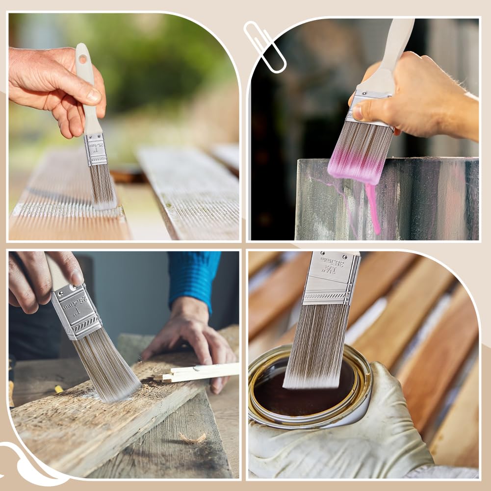 Set di 10 pennelli per la casa (2,54,5,08,3,81,6,35 cm), set professionale di pennelli angolati con manico in legno, per pareti in lattice e colori ad olio e smalti per