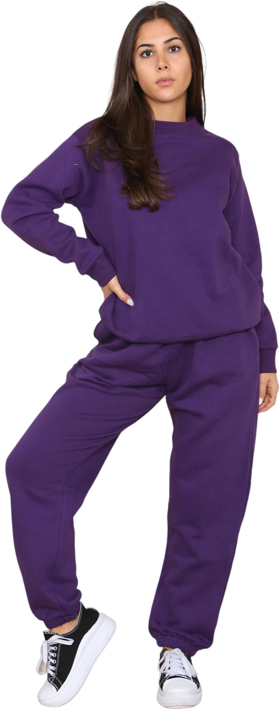 NY Deluxe Edition Women's Plus Size Loungewear 2 Pieces Sweatshirt Top and Jog Bottom 2 Set UK Plus Size 16-28
