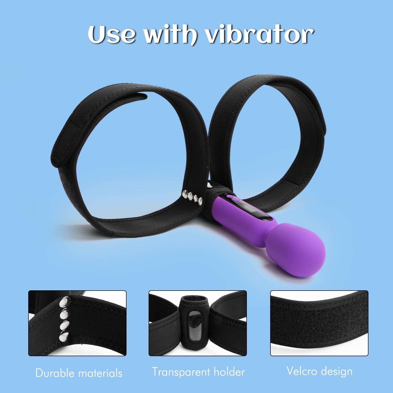 Sex Toy Restraint Leg Straps, Vibrator Elasticity Constrained Forced Strap for Women Hands-Free Play, Adjustable Bondage Leg Straps, Elasticity Constrained Forced Strap for a Variety of Vibrators: Black