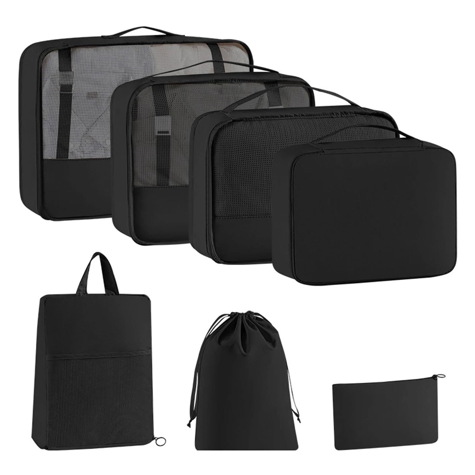 Luggage Organiser Set Travel Luggage Bag Set Of 7 Pcs Solid Color Versatile, Dustproof Packaging Cubes,Storing Underwears, Clothes, Cosmetic Etc